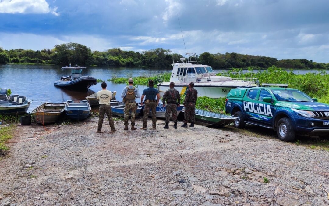 PMA e PF de Corumbá surpreendem pescadores em pesca ilegal e apreendem 6 barcos