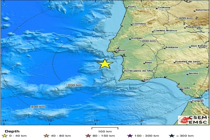 Terremoto atinge área costeira de Portugal e assusta a população