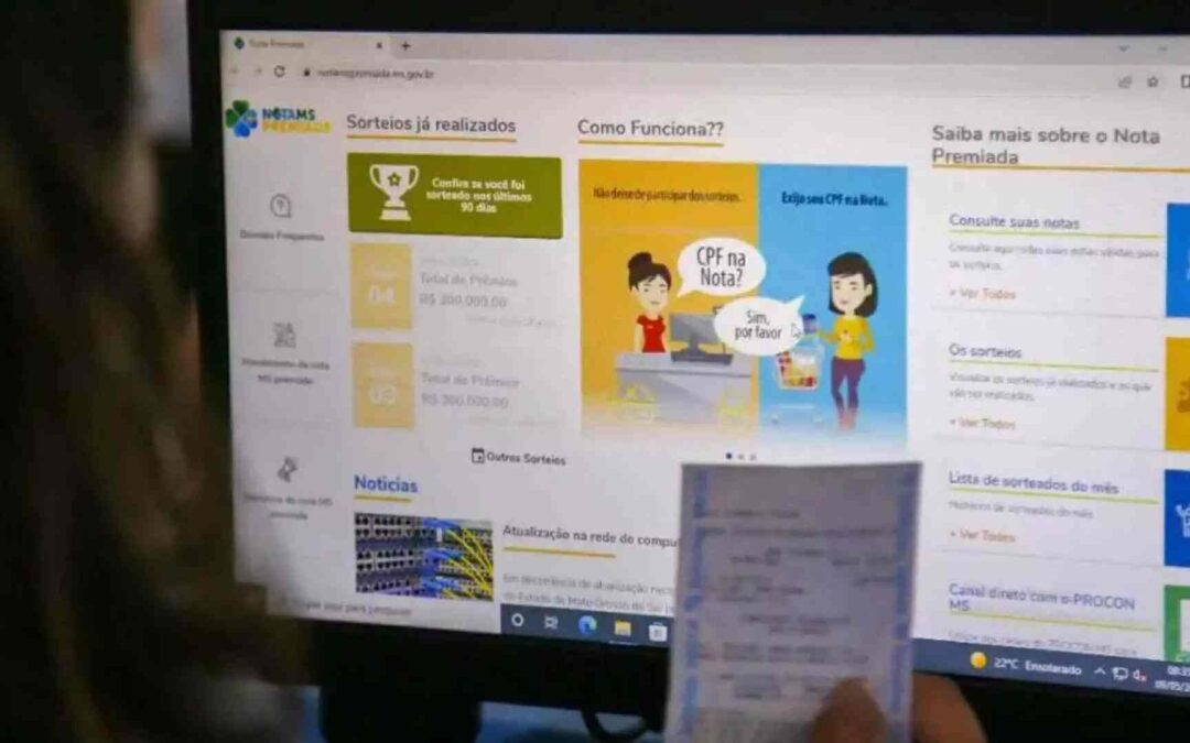 CPF na nota? Sorteio de R$ 300 mil da Nota MS Premiada acontece no sábado